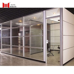 Cadre en aluminium de 83mm d'épaisseur, bon marché, surface intérieure en bois et en verre, fixe, détachable, <span class=keywords><strong>cloison</strong></span> de séparation de <span class=keywords><strong>bureau</strong></span> - Product Image 2