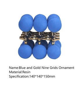 Fashion Modern Hotel Display Blue <b>Square</b> Ball Flower <b>Vase</b> Ornaments Model Room Ornaments Set - Product Image 2