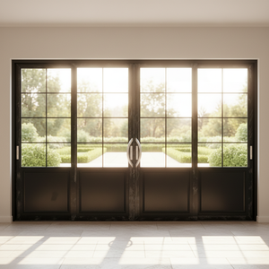 Portes coulissantes 3 panneaux en aluminium <span class=keywords><strong>avec</strong></span> ouverture infrarouge, verre noir, fabrication <span class=keywords><strong>sur</strong></span> <span class=keywords><strong>mesure</strong></span>, norme européenne, 1 ensemble - Product Image 5