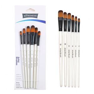 Juego de 6 Pinceles de Acuarela Color Blanco Perla para Principiantes, Pintura Acrílica y Gouache, Pelo de Nailon - Product Image 4