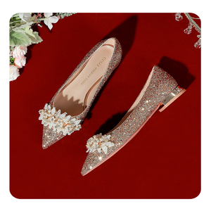 Factory Customization Women's Silver Wedding Shoes Exquisite Flower High Heels - Product Image 3