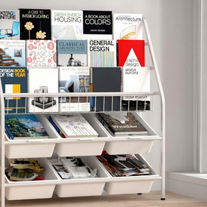 Étagère bibliothèque moderne en métal, autoportante, sans dossier, pour rangement, meuble de salon, plus de 10 étagères - Product Image 4