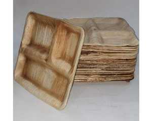 Assiette alimentaire biodégradable en feuille de palmier à 4 compartiments, plateau de service jetable écologique - Product Image 4