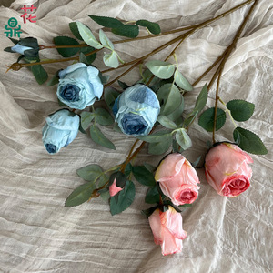 Décor de toile de fond de mariage rond en fleurs de soie de roses roselle à quatre têtes, Chine - Product Image 2