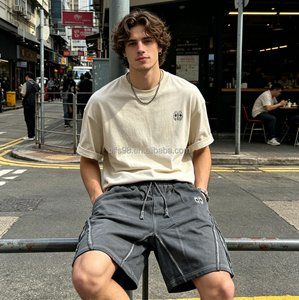 Oversized Men's Solid Color Cotton Bermuda Shorts With <b>Drawstring</b> Waist And Pockets Casual Style Gray Shorts - Product Image 1