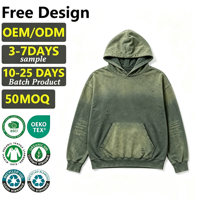 Sweat à capuche homme personnalisé en coton épais 100% délavé effet vieilli, coupe ample à manches longues