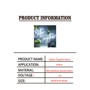Letreros <span class=keywords><strong>de</strong></span> Neón LED 'Mejor Juntos', Decoración <span class=keywords><strong>de</strong></span> Boda para el Hogar y Centros Comerciales, Iluminación Romántica con Declaraciones <span class=keywords><strong>de</strong></span> Amor <span class=keywords><strong>de</strong></span> Parejas - Product Image 5