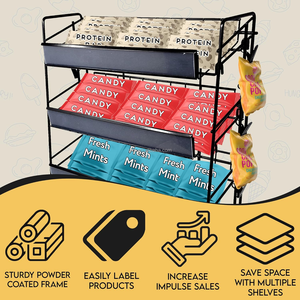 Présentoir <span class=keywords><strong>à</strong></span> bonbons de comptoir noir Snack & Chip Stand avec 5 étagères inclinées et 12 pinces <span class=keywords><strong>à</strong></span> croustilles - Product Image 3