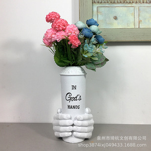 แจกันเรซิ่นรูปมือพระเจ้าพร้อมดอกไม้ ของตกแต่งบ้านสำหรับห้องนอน ห้องนั่งเล่น ทางเข้าบ้าน โต๊ะทำงาน สไตล์ Shabby Chic - Product Image 1