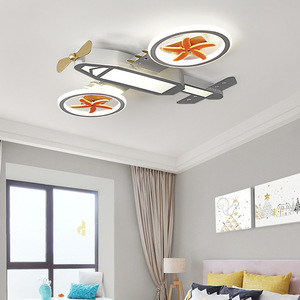 <span class=keywords><strong>Lampe</strong></span> suspendue d'<span class=keywords><strong>avion</strong></span> de dessin animé pour chambre d'enfant Ventilateur de plafond à led en métal pour chambre d'enfant Garçon - Product Image 2