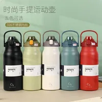 Botol Air Termal 1.3/1.7 Liter, Tumbler Stainless Steel 316, Vacuum Flask dengan Sedotan, Pot Kebugaran Gym, Cangkir Terisolasi untuk Perjalanan