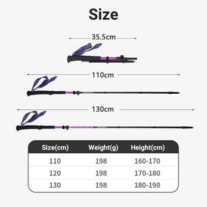 Bâtons <span class=keywords><strong>de</strong></span> randonnée en plein air en aluminium 7075 en forme <span class=keywords><strong>de</strong></span> Z pliables portables réglables Bâtons <span class=keywords><strong>de</strong></span> <span class=keywords><strong>ski</strong></span> <span class=keywords><strong>de</strong></span> randonnée Marche nordique Bâtons d'escalade 5 sections - Product Image 4
