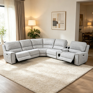 Divano componibile a L in tessuto, moderno, reclinabile, con altoparlante, lussuoso, per <span class=keywords><strong>soggiorno</strong></span> - Product Image 4