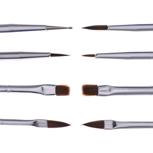 8Pcs Leopard Acrylic Handle Nylon Nail Art Brush <b>Set</b> <b>Crimped</b> Liner Carving Painting Pens for Gel Design - Product Image 2