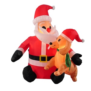 4 pies 1,2 m Iluminado Patio Césped Bajos Decoraciones navideñas al aire libre Inflable Papá Noel y perro - Product Image 1