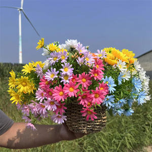 สไตล์สวนขนาดเล็กประดิษฐ์ผ้าไหมเดซี่ช่อดอกไม้ 5 สาขาเทียมเดซี่ดอกไม้บุช - Product Image 1