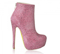 Bottines sexy à plateforme et talons hauts avec cristaux