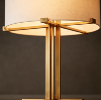 Lampe de table cylindrique moderne pour chambre à coucher, en laiton, avec abat-jour en tissu, éclairage décoratif, design américain, E26, pour salon