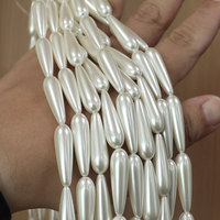 Perles en verre blanc élégantes en forme de goutte 8*30mm 650 pour la fabrication de colliers et bijoux – Stock usine, personnalisables