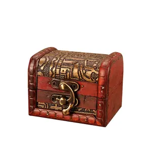 Небольшая деревянная косметичка для хранения ювелирных изделий, деревянная антикварная нагрудная коробка