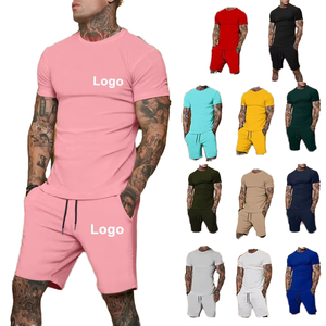 ชุดวอร์มสีพื้น2ชิ้นสำหรับยิมของผู้ชายชุดวอร์มสีพื้นชุดวอร์ม2ชิ้นสั่งพิมพ์โลโก้ได้ตามต้องการฤดูร้อน - Product Image 4