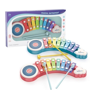 Wholesale 2 In 1 Baby Xylophone Toy 8 Notes Rainbow Glockenspiel With <b>Drum</b> <b>For</b> Kids Early Learning Musical Instrument Toy - Product Image 2