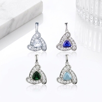 Collier pendentif triangle pavé de pierres précieuses en argent sterling 925 QX, boucles d'oreilles et bague, vente en gros, personnalisable OEM