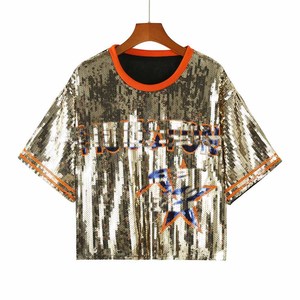 Disponibile Taglia Unica per Tutte le Magliette <span class=keywords><strong>con</strong></span> <span class=keywords><strong>Paillettes</strong></span> Houston per Donne, Maglia <span class=keywords><strong>con</strong></span> <span class=keywords><strong>Paillettes</strong></span> Arancione per Tifosi della Squadra Stros, Gameday - Product Image 4