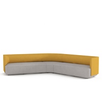 Ensemble de canapés modulaires d'angle en mousse haute densité, surface lisse incurvée, gris gingembre, pour salle d'attente, réception, visiteurs