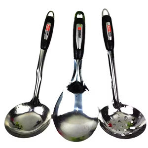 Juego de espátulas de acero inoxidable resistentes al calor con mango largo para acampar, freír, rehuemblar y servir sopa - Product Image 6