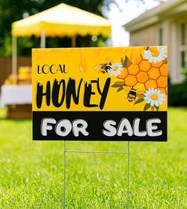 Meilleure vente : Panneau personnalisé pour apiculture, résistant aux intempéries, en Coroplast, pour extérieur, pelouse, apiculture, ferme, publicité et décoration, avec piquet métallique - Product Image 1