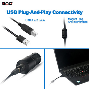 BMG Microfon USB-K2 juego altavoz micrófono escritorio de la computadora de escritorio con soporte del trípode - Product Image 3