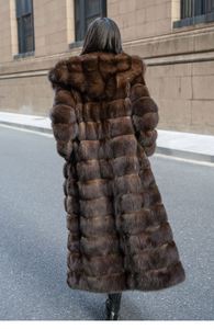 2023 fábrica nueva moda invierno cálido lujo Real Sable <span class=keywords><strong>abrigo</strong></span> estilo largo chaqueta con capucha mullido grueso <span class=keywords><strong>abrigo</strong></span> de piel de visón Real - Product Image 5