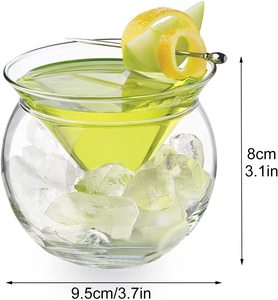 Ensemble de 2 verres à martini sans pied avec refroidisseur, ensemble de service pour caviar, <span class=keywords><strong>verre</strong></span> à cocktail avec porte-glace pour <span class=keywords><strong>verre</strong></span> à vin coupe - Product Image 3