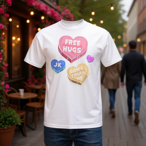 T-shirt débardeur Saint-Valentin Cœurs – Câlins Gratuits, Moi, je plaisse ! Ne me touchez pas – Vêtements Promotionnels - Product Image 3
