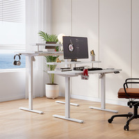 Bureau Ergonomique Modulaire Électrique Convertible à Hauteur Réglable en 2 Niveaux en Acier Inoxydable Moderne, Montage Facile pour la Maison/le Bureau