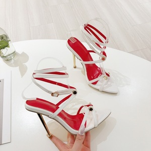 Nouvelles sandales sexy à talons hauts et bout pointu avec boucle à rivets en métal et lacets, collection 2025 - Product Image 1