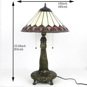 LongHuiJing 16 Inch European Lamp Cone Stained Glass Adjustable Table Lamp Flexible Eco-Friendly E26 LED Classic Desk Reading - Product Image 2