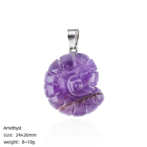 Pendentifs en cristal mélangé en forme d'<span class=keywords><strong>ammonite</strong></span> (cristal de quartz rose, améthyste, lapis-lazuli) pour Halloween et cadeaux Feng Shui - Vente en gros - Product Image 6