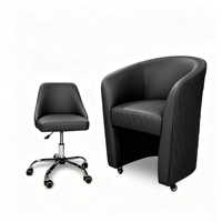 Ensemble de mobilier pour salon de manucure, comprenant une chaise pour client et un tabouret pour technicien avec roulettes