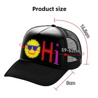 Cappellino Snapback Nero Stile Graffiti con Scritte Personalizzabili, Cappello da Baseball con Luci LED, Protezione Solare per Esterni, Risoluzione 16x32, 7x17cm