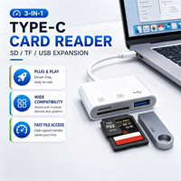 Multi-Function SD Card/TF Card Camera Reader USB C OTG Adapter for Type-C Phone Laptop and USB Flash Drive Converter