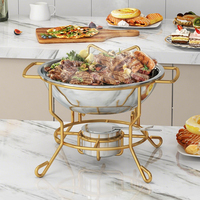 Offre spéciale Plats à friture ronds dorés 4,5L en acier inoxydable pour buffet de traiteur