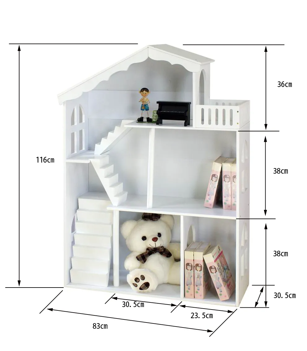 Casa de muñecas 2 en 1, 3 capas, sala de estar, hogar, estanterías, casa de muñecas de madera, estantería de almacenamiento para niños