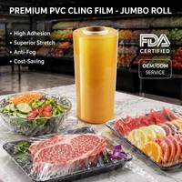 Rouleau de film alimentaire souple en PVC de qualité alimentaire pour snacks et cuisine, 300m, 500m, 1000m, approvisionnement en vrac