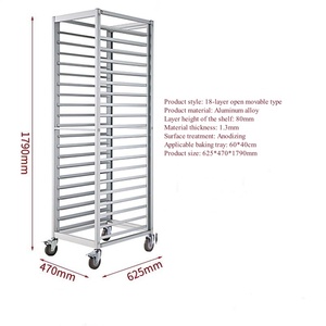Commerciële Aluminium Bakkerij Rack 9/ 15/18/20 Lagen <span class=keywords><strong>Trolley</strong></span> Brood Koeling Bakkerij <span class=keywords><strong>Trolley</strong></span> Voor Hotels En Restaurants - Product Image 2