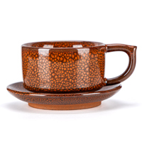 Ensemble tasse à café et soucoupe en céramique 200 ml, glaçure de transmutation au four, grès artisanal rétro, pour café et hôtel