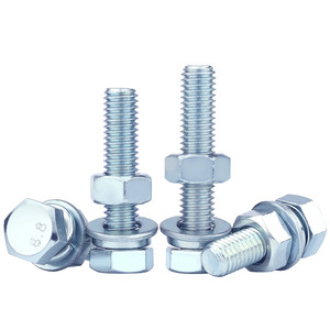 Sınıf 8.8 yüksek mukavemetli galvanizli altıgen cıvata ve somun seti düz yıkayıcı + yaylı yıkayıcı ile tam Spec endüstriyel vida kombinasyonu - Product Image 1
