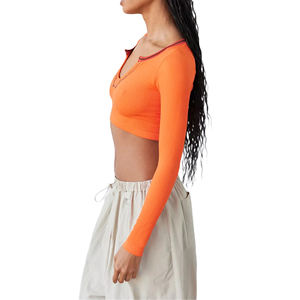 Classic <b>Henley</b> T-<b>Shirt</b> <b>Women</b> Loose Fit Breathable Summer Casual Short Length Wholesale Pakistan Made - Product Image 4