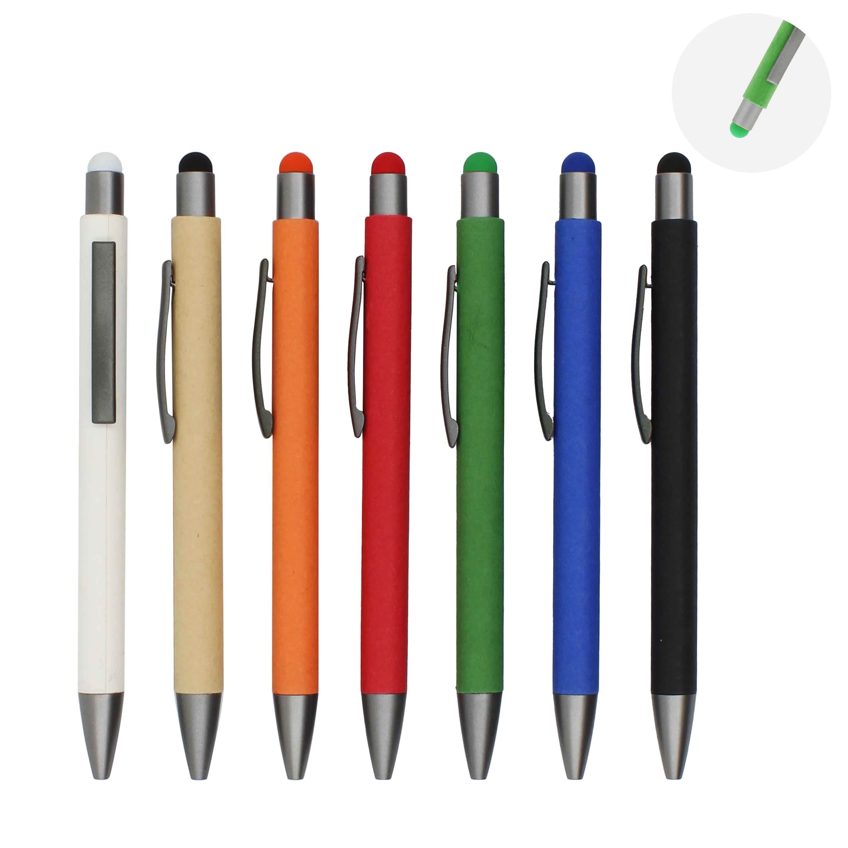 PROMSIGNALE17555-I COLOR PAPER Promotion Eco-friendly Ballpen with Touch  print logo Business Gift Paper Pen Shiny Trims